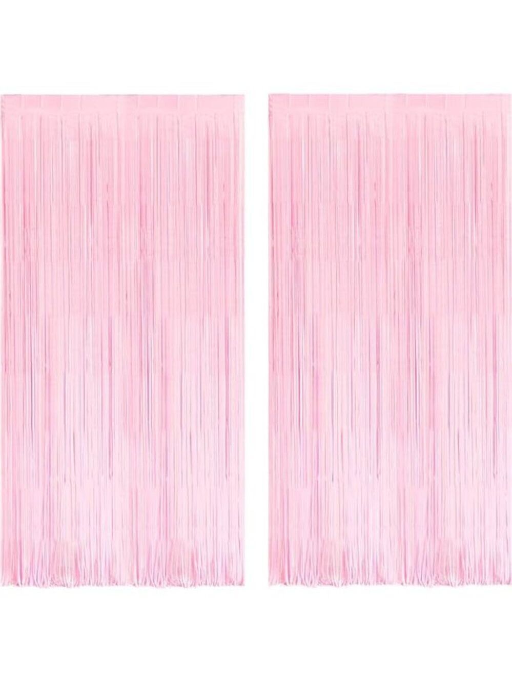Pastel Pink Foil Fringe Curtain Tinsel Backdrop Photo Booth Party Decorations
